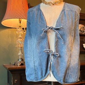 Blue Denim Vest with Tie Front